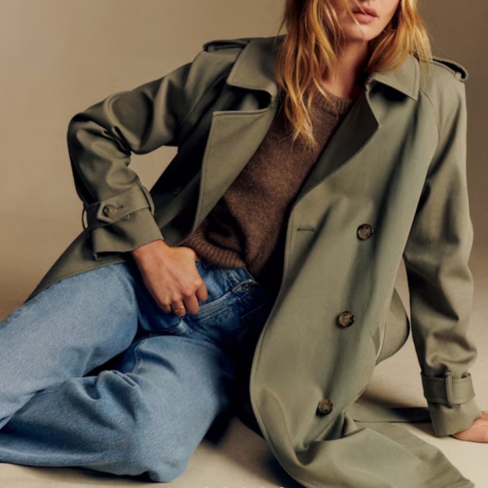 Sezane Scott Trench Olive Green